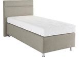 Boxspringbett, beige (struktustoff dunkelbeige), ohne LED-Beleuchtung, Liegefläche B/L: 90cm x 200cm, H2 + H2, Bonnell-Federkernmatratze, Bezug Unterbox und Kopfteil: Strukturstoff (77% Polyester und 23% Viskose);Bezug Obermatratze 100% Polyester, waschbar bis 60C, WESTFALIA SCHLAFKOMFORT, Komplettbetten, Boxspringbett, wahlweise mit LED-Beleuchtung