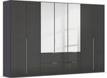 Drehtürenschrank OTTO HOME "Kleiderschrank Schrank Garderobe AGORDO mit Dekor- oder Hochglanzfront", grau (graumetallic, hochglanz effektgrau), B:315cm H:210cm T:54cm, Holzwerkstoff, Schränke, Drehtürenschrank, mit Außenschubkästen, in 7 Breiten und 2 Höhen MADE IN GERMANY