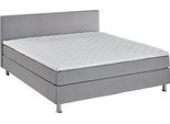 Boxbett "Edison", grau (hellgrau), B:160cm L:209cm, Bezug Bett: Strukturstoff (65% Polypropylen, 35% Polyester), ATLANTIC HOME COLLECTION, Komplettbetten, Boxbett, inkl. Bonnellfederkern-Matratze und Topper