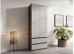 Kleiderschrank HOME AFFAIRE "GERMO mit 1 Einlegeböde, 2 Schubladen, 1 Kleiderstange, 90/51/230cm", grau (nussbaum, grau), B:90cm H:230,5cm T:51,4cm, Melamin, Schränke, Kleiderschrank, Garderobe mit 2 Drehtüren, Wäscheschrank mit viel Stauraum