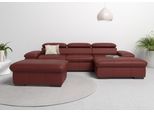 Ecksofa HOME AFFAIRE "Alberto L-Form", rot (merlot), B:286cm H:73cm T:174cm, Luxus-Microfaser Lederoptik (100% Polyester);Luxus-Microfaser ALTARA NUBUCK (100% Polyester);Luxus-Microfaser weich (90% Polyester, 10% Polyamid);Microfaser Antiklederoptik, Sofas, Ecksofa, mit Kopfteilverstellung, wahlweise mit Bettfunktion