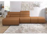 Ecksofa EGOITALIANO "Babouche, Designsofa mit außergewöhnlichem Sitzkomfort zum Wohlfühlen", braun (cognac), B:384cm H:80cm T:98cm, Luxus-Micofaser Lederoptik (100% Polyester) ist ein neues technisches Gewebe mit einem visuellen und taktilen Aspekt, der dem Nubuk sehr nahe kommt, mit innovativen Eigenschaften. Seine außerordentliche Weichheit kommt von einem exklusiven Produktionsprozess, der Unre