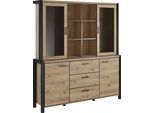 Buffet HOME AFFAIRE "Aktiv", braun (taurus, schwarz mat), B:180cm H:200cm T:40,5cm, Dekorfolie, FSC-zertifizierter Holzwerkstoff, MDF, Schränke, Buffet, (B/T/H): 180/40,5/200 cm