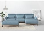 Ecksofa HOME AFFAIRE "Fjord L-Form", blau (eisblau), B:324cm H:93cm T:184cm, 100% Polyester, Sofas, Ecksofa, massiv, wahlweise mit Armlehnfunktion, Kopf- Sitztiefenverstellung