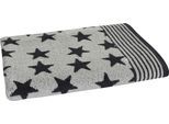 Badetuch DYCKHOFF "Stars", grau (anthrazit), B:70cm L:140cm, Walkfrottee, Obermaterial: 100% Baumwolle, Handtücher, Badetuch, mit Sternen & Streifen