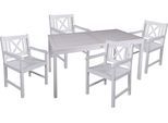 Garten-Essgruppe GARDEN PLEASURE "Tischgruppe »MALMÖ«", weiß (weiß washed, weiß washed), Sitzmöbel-Sets, Garten-Essgruppe, 4 Stühle, Tisch LxB: 165x80 cm