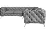 Chesterfield-Sofa HOME AFFAIRE "Ecksofa GLYNIS L-Form mit Wellenunterfederung, Maße B/T/H 323/264/75cm", grau (hellgrau), B:323cm H:75cm T:264cm, Struktur (100% Polyester);Samtoptik (100% Polyester), Sofas, Chesterfield-Sofa, aufwändige Knopfheftung, moderne Chesterfield Optik, Fußfarbe wählbar