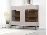 Highboard OTTO HOME "Sky45 Kommode mit Glastüren, Höhe 142 cm", beige (cashmere farbe), B:152cm H:125cm T:42cm, Glas, Holzwerkstoff, MDF, Sideboards, Highboard, Vitrine, Lackiert mit wasserbasiertem UV-Lack