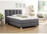 Boxspringbett HOME AFFAIRE "Moulay", grau (anthrazit), B:154cm L:211cm, Komplettbetten, Boxspringbett, inkl. Topper, in 3 Härtegraden, TFK auch in Härtegrad 4