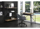 Schreibtisch SALESFEVER "York Arbeitsplatz Deluxe", schwarz (natur, schwarz, schwarz, natur, schwarz), B:110cm H:76cm T:55cm, MDF, Metall, Kunststoff, Tische, Schreibtisch, Metallrahmen-Ablage mit Polyrattan in Geflechtoptik