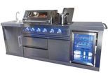 Outdoor-Küche BUSCHBECK "»Oxford« mit Gasgrill und Kühlschrank", silber (küche: silberfarben), B:245cm H:119cm T:60cm, Komplettküchen-Sets, Outdoor-Küche, BxTxH: 245x60x119 cm