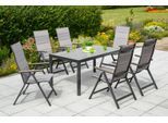Garten-Essgruppe MERXX "»Trivero«", braun (diamantbraun, diamantbraun, graphit), Aluminium, Polyester, Sitzmöbel-Sets, Garten-Essgruppe, Tisch: LxB: 150x90 cm