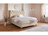Boxspringbett HOME AFFAIRE "Harmones hoch", beige, B:183cm L:210cm, Struktur (100% Polyester), Komplettbetten, Boxspringbett, in 3 Breiten, Härtegrad auch im Mix mit je 1 Matratze in H2 und H3