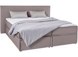 Boxspringbett "Yuma", grau (hellgrau), B:213cm L:213cm, 100% Polyester, LEGER HOME BY LENA GERCKE, Komplettbetten, Boxspringbett, incl. Topper, in 4 Breiten, 3 Matratzenarten und je 2 Härtegraden