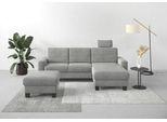 Ecksofa HOME AFFAIRE "Summer L-Form", silber, B:249cm H:91cm T:164cm, 100% Polyester, Sofas, Ecksofa, mit Recamiere, mit oder ohne Bettfunktion und Bettkasten, Cord-Bezug