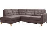 Ecksofa EXXPO - SOFA FASHION "Elio, kompakt & bequem, zeitloses Design, Breite 228cm, L-Form", braun, B:228cm H:84cm T:174cm, Sofas, Ecksofa, wahlweise mit Bettfunktion und Bettkasten