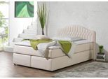 Boxspringbett MAINTAL, beige (creme), Liegefläche B/L: 140cm x 200cm, H3, 5-Zonen-Tonnentaschen-Federkernmatratze, Seitliche Einfassung Unterbox und Obermatratze: Mikrovelours (100% Polyester);Spiegelfläche der Unterbox und Obermatratze: 100% Polyester, Komplettbetten, Boxspringbett, in diversen Ausführungen