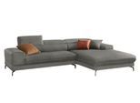 Ecksofa W.SCHILLIG "Piedroo, Designsofa mit tollem Sitzkomfort, elegant und bequem, L-Form", grau (grau r66), B:303cm H:70cm T:193cm, Chenille-Flachgewebe R66 (85% Polyester, 15% Nylon), Sofas, Ecksofa, Kopfteilverstellung, wahlweise mit Sitztiefenverstellung, Breite 303cm