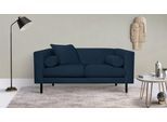 2-Sitzer HOME AFFAIRE "Lillibeth Designsofa mit Wellenunterfederung, Maße B/T/H: 155/74/83 cm", blau (nachtblau), B:155cm H:83cm T:74cm, 100% Polyester, Sofas, 2-Sitzer, Zierkissen als Wendekissen, in Samtoptik oder Cord