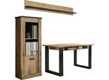 Schrank-Set HOME AFFAIRE "SHERWOOD", braun (old style hell dekor), B:190cm H:200cm T:60cm, Kastenmöbel-Sets, Schrank-Set, Holz Dekor, mit Scheunentorbeschlag aus Metall, Breite ca. 190 cm