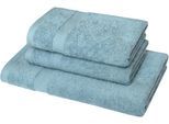 Handtuch Set DYCKHOFF "Planet", grün (jade), 3 Stk., Walkfrottier, Walkfrottier, Obermaterial: 100% Baumwolle, Handtuch-Sets, Handtuch Set, 2 Handtücher (50x100cm), 1 Duschtuch (70x140cm)