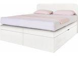 Boxspringbett, weiß, B:145cm L:212cm, Box und Kopfteil: Microvelours (100% Polyester) oder Kunstleder (Polyurethan);Bezug der Obermatratze: 100% Polyester, WESTFALIA SCHLAFKOMFORT, Komplettbetten, Boxspringbett, wahlweise mit Bettkasten