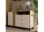 Sideboard FORTE "Killarney", beige (mauvella eiche, kashmir beige), B:138,1cm H:87cm T:42cm, Dekorfolie, Holzwerkstoff, MDF, Metall, Sideboards, Sideboard, Sideboard, Stauraum, Soft Close, Metallgriffe