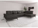Wohnlandschaft SIT & MORE "Amica, U-Form, inkl. Sitztiefenverstellung und Armteilverstellung", grau (anthrazit), B:357cm H:90cm T:231cm, Sofas, Wohnlandschaft, wahlweise mit Kopfteilverstellung, Bettfunktion und Bettkasten