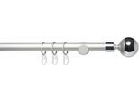 Gardinenstange LIEDECO "Fertigstilgarnitur 20 mm Power Kugel mit Ring" Gr. 2, grau (aluminiumfarben), L:160cm Ø:2mm, Eisen, Gardinenstangen, Gardinenstange, Gardinenstange Komplett