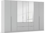 Drehtürenschrank OTTO HOME "Kleiderschrank Schrank Garderobe AGORDO mit Dekor- oder Hochglanzfront", grau (seidengrau), B:315cm H:210cm T:54cm, Holzwerkstoff, Schränke, Drehtürenschrank, mit Außenschubkästen, in 7 Breiten und 2 Höhen MADE IN GERMANY