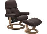 Relaxsessel STRESSLESS "Ruby", braun (chocolate paloma), B:74cm H:97cm T:74cm, Leder BATICK: BATICK ist ein leicht korrigiertes, durchgefärbtes und genarbtes Möbelleder, bei dem die meisten Unebenheiten und Spuren in der Regel entfernt wurden.;Leder PALOMA: PALOMA ist ein durchgefärbtes Semianilin-Möbelleder mit natürlicher Narbung., Sessel, Relaxsessel, mit Classic Base, Größe S, Gestell Eiche, W