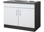 Spülenschrank KOCHSTATION "KS-Paris", grau (weiß, anthrazit), B:100cm H:85cm T:60cm, Holzwerkstoff, Schränke, Spülenschrank
