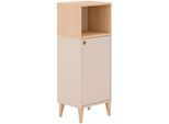 Highboard PAIDI "MILA & BEN Steiff by PAIDI in Beige, inkl. Spielkiste mit Deckel", beige (cashmere, beige, scandinavian, wood), B:48,4cm H:129,6cm T:40,1cm, Holzwerkstoff, Sideboards, Highboard, stabiles Sideboard mit Massivholz-Füßen, 129 cm Breite