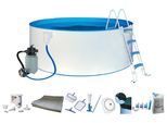 Rundpool MY POOL BWT "inkl. LED-Scheinwerfer zur effektvollen Beleuchtung", weiß, H:120cm Ø:450cm, Schwimmbecken, Rundpool, mit umfangreichem Zubehör in zwei Größen