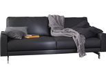 2,5-Sitzer "CR.450, Designsofa, Loungesofa", blau (schwarzblau 062, 74), B:184cm H:85cm T:95cm, Jacquard-Flachgewebe Diane 1 Q2 (55% Polyacryl 45% Polyester);NaturLEDER OSKAR (echtes Rindsleder), CREATION BY ROLF BENZ, Sofas, 2 5-Sitzer, Armlehne niedrig, Fuß chromfarben glänzend, Breite 184 cm