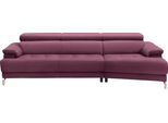 Ecksofa EGOITALIANO "Soul, extravagantes Designsofa, Megasofa, super bequem, tolle Details", lila (violett), B:246cm H:99cm T:140cm, Leder NUVOLE (Echtes Rindsleder). Halbnatürliches, halbnarbiges Rindsleder mit einer natürlichen Körnung von 1, 2 bis 1, 4 mm. Dieses Leder hat eine weiche, wachsartige Haptik mit mattem Aussehen und einem Wolkeneffekt. Es handelt sich um ein Naturleder, das die ursp