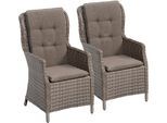 Gartenstuhl MERXX "Riviera", beige (natur), B:59cm H:106cm T:70cm, Rattan, Stühle, Gartenstuhl, 2er Set, Polyrattan, Stahl