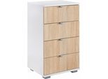 Schubkastenkommode PRIESS, weiß (weiß, struktureichefarben hell), B:41cm H:71cm T:38cm, Sideboards, Schubkastenkommode