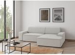 Ecksofa TRENDMANUFAKTUR "Graz, wahlweise mit Sitzvorschub und Bettkasten, L-Form, Breite 246 cm", weiß (wollweiß), B:246cm H:73cm T:162cm, 100% Polyester, Sofas, Ecksofa, in Cord-, haustierfreundlichem LEO Struktur- oder LUMOS-3D-Bezug