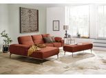 Ecksofa W.SCHILLIG "run, Designsofa mit tollem Sitzkomfort, L-Form", orange (copper z73), B:299cm H:88cm T:178cm, Longlife Xtra-Leder Z73: Naturwalkleder der Luxusklasse aus den erlesensten Rohhäuten. Hautstärke 1, 1 – 1, 3 mm;ROHLEDER Jacquard-Flachgewebe Q2 W60 (63% Polyester, 37% Polyacryl);ROHLEDER Chenille-Flachgewebe Q2 W77 (68% Polyacryl, 32% Polyester);Stoff S37 (100% Polyester), Sofas, Ec