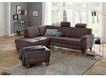 Ecksofa HOME AFFAIRE "Alta L-Form", braun (dunkelbraun), B:250cm H:89cm T:201cm, Struktur ( 100% Polyester);Struktur fein ( 100% Polyester);Luxus-Microfaser ALTARA NUBUCK (100% Polyester), Sofas, Ecksofa, mit Federkern und Kontrastnaht, Füße Buche eichefarben