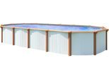 Ovalpool KWAD "Green line Evolution", weiß (weiß, innenfarbe: grau), B:370cm H:132cm L:610cm, Schwimmbecken, Ovalpool, 6,1x3,7x1,32 white- wood Folie in blau, sand oder grau erhältlich