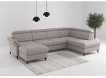 Wohnlandschaft SIT & MORE "Glendale, U-Form", silber, B:321cm H:84cm T:193cm, 100% Polyester, Sofas, Wohnlandschaft, inkl. Kopfteilverstellung,wahlweise mit Vorziehsitz und Bettkasten