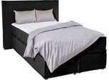 Boxspringbett "Yuma", grau (anthrazit), B:133cm L:213cm, 100% Polyester, LEGER HOME BY LENA GERCKE, Komplettbetten, Boxspringbett, incl. Topper, in 4 Breiten, 3 Matratzenarten und je 2 Härtegraden