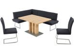 Essgruppe K+W KOMFORT & WOHNEN "Santos III", blau (marine), B:158cm H:86cm T:205cm, Sitzmöbel-Sets, Essgruppe, gepolsterte Eckbank und Stühle, langer Schenkel rechts oder links