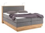 Boxspringbett HOME AFFAIRE "Cavan", grau (anthrazit), B:164cm L:222cm, Microfaser (100% Polyester), Komplettbetten, Boxspringbett, Eiche, inkl. Bettkasten & Topper, verschiedene Härtegrade (auch H4)