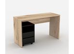 Büromöbel-Set HOME AFFAIRE "Agapi", braun (eiche grand natural, schwarz), H:75cm T:50cm, Holzwerkstoff, Melamin, Arbeitsmöbel-Sets, Büromöbel-Set, bestehend aus Schreibtisch und Rollcontainer im modernen Design