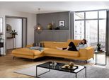 Ecksofa W.SCHILLIG "piedroo, Designsofa mit tollem Sitzkomfort, bequem, L-Form", gelb (kurkuma z69), B:343cm H:70cm T:193cm, Longlife Xtra-Leder Z69: Das feinnarbige, gedeckte Softleder Z69 besticht durch seine außergewöhnliche Weichheit im trendigen »Vintage-Look«, Hautstärke 0, 9 - 1, 1 mm, Sofas, Ecksofa, Kopfteilverstellung, wahlweise mit Sitztiefenverstellung, Breite 343cm