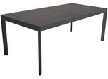 Garten-Essgruppe GARDEN PLEASURE "NEREA", grau (grau, dunkelgrau, dunkelgrau, dunkelgrau), B:300cm H:89cm T:44,5cm, Aluminium, Glas, Polyester, Sitzmöbel-Sets, Garten-Essgruppe, mit ausziehbarem Tisch