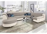 Wohnlandschaft TRENDMANUFAKTUR "Rondo 3, zeitlos und modern, im Materialmix, U-Form", beige (beige, tan), B:320cm H:85cm T:94cm, Kunstleder SOFTLUX / Struktur (77% Polyester; 23% Polyacryl);Luxus-Microfaser ALCAZAR (100% Polyester) / Feinstruktur (100% Polyester), Sofas, Wohnlandschaft, wahlweise für mehr Komfort mit Federkern, wahlweise mit Bettfunktion
